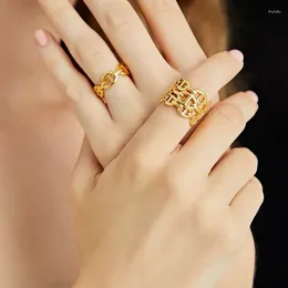 Cluster Rings Fashion Jewelry Cut Out Three Layered Chain Multi Link Irregular Open For Women Minimalist Rrziable