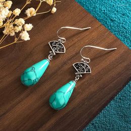 Dangle Earrings 2023 Thai Silver Turquoise Chinese Style Literary Vintage Court Cheongsam Hanfu Sector For Women Jewelry