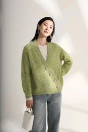 Women's Knits Cardigan Autumn V-neck Casual Single Button Knit Elegant And Fashionable Mohair Knitted Sweater