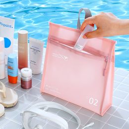 3pcs Toiletry Kits Candy Colour PVC Vertical Model Large Capacity Travel Long Cosmetic Beach Bag