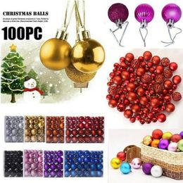 Christmas Decorations 100pcs Hanging Tree Ball Ornaments Assorted Pendant Reusable Xmas Decoration Balls Diy Handcraft Home Decor