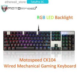 Keyboards Motospeed CK104 Wired Mechanical Gaming Keyboard 104 Keys RGB LED Backlight Red/Blue Switch E-Sports Computer Office Laptop Q231121