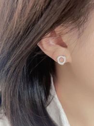 Stud Earrings Minimalist Small Accessories Retro Women's S925 Silver Round Diamond Trend Creative