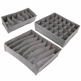 new 3 PCS set Bamboo charcoal Non-woven Fabric Foldable Storage box underwear Organizer Bra Necktie Panties Socks Case Drawer288c