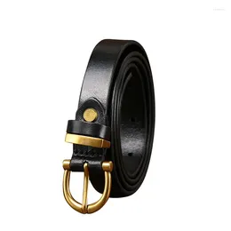 Belts Pure Cowhide 1.8cm Wide Women Genuine Leather Metal Pin Buckle Dress Jean Pants Waistband Belt For Lady