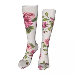 Men's Socks Pink Rose Novelty Ankle Unisex Mid-Calf Thick Knit Soft Casual
