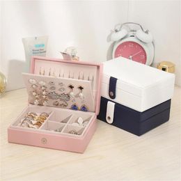 Jewellery Pouches Large Capacity Leather Box Multi-Layered Ring Earrings Necklace Storage Portable Organisation Korean Fashion