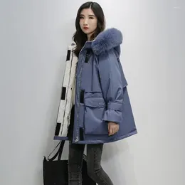 Women's Jackets The Mid-length Female Parka Korean Fashion Style Winter Down Jacket Loose And Thick Big Fur Collar Coats