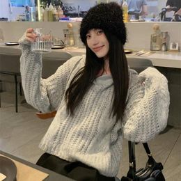 Women's Sweaters Autumn 2023 Winter Clothes For Women Korean Fashion Harajuku Pullover Personality Sweet Vintage Twist Hollow Knit Woman