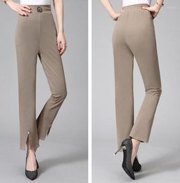 Women's Pants Spring Women Elasticity Bell Bottom Woman High Waist Elegant Flare Ladies Broad Leg Trousers Womens Summer