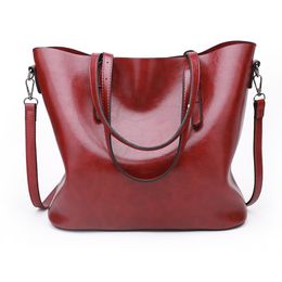 HBP Fashion Shoulder Bag Versatile Tote Bag Outdoor Casual Solid Colour Oil Wax Leather Handbag