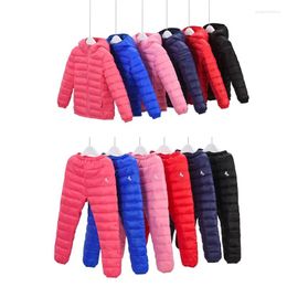 Clothing Sets Children's Down Cotton Jacket Hooded Set Boys And Girls' Baby Winter Outfit Warm Two-piece