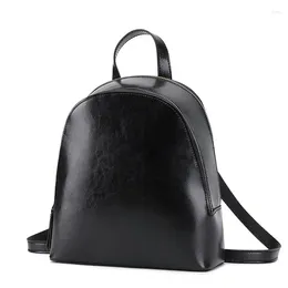 School Bags Casual Women Genuine Leather Backpack For Girls Sac Bagpack Female Designer Travel Backpacks High Quality Cowhide Bookbag