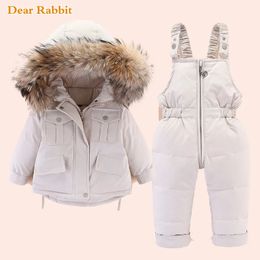 Down Coat Winter Down Jacket for Girl clothes Kids Overalls Snowsuit Baby Boy over coat Toddler Year Clothing Set parka real fur 231120