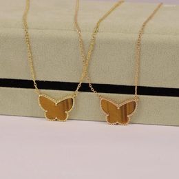 Pendants Classic 925 Sterling Silver Tiger Eye Butterfly Pendant Women Elegant Necklace Fashion Party Gift Jewellery