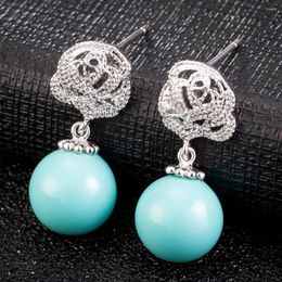 Stud Earrings 2023 Fashion Trend Sky Blue For Women Charming Design Jewelry Gifts Drop