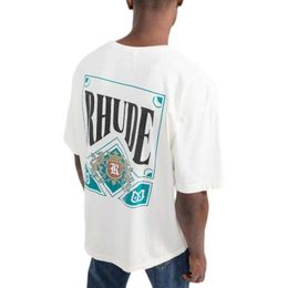 Designer Fashion Clothing Tees TShirts 2022 Summer New Rhude High Street Poker Letter Print Loose Casual Short Sleeve T-shirt Men Tops Cotton Streetwear