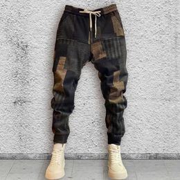 Men's Pants Breathable Men Trousers Versatile Stylish Baggy Long Reinforced Pockets Elastic Waist For Sportswear Hip Hop