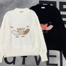 Autumn and winter luxury designer CC explosive temperament age reduction small fragrance gradually changing letter embroidered sweater on a thin sexy knit