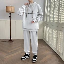 Men's Tracksuits Half Zipper Men Tracksuit Hoodie Casual Suit Spring Autumn Hip Hop Streetwear 2023 Sweatshirts Sweatpants Male 2 Piece Set