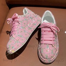 Dress Shoes Women Diamond Floral Pattern Decoration Lace Up Skateboard Sneakers Sports Outdoor Fabric Casual Shoes T231121