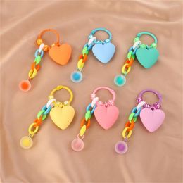 Keychains Cute Frosted Heart Keychain 6Colors Candy Resin Key Rings For Sweet Women Girls Wallet Earphone Box Pendent Children's Day