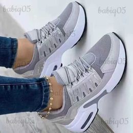 Slippers 2023 New Ladies Sneakers Lace Up Wedge Heel Vulcanized Shoes Thick Sole Air Cushion Casual Shoes Large Size 43 Women's Shoes T231121