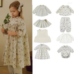 Clothing Sets Kids Clothes Bene Brand 2023 Summer Baby Girls Dress Cute Shirts Skirt Fashion Flower Long Sleeve Tops Child Outwear