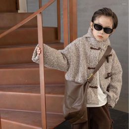 Jackets Kid Coat Children 2023 Autumn And Winter Boys Loose Cloth Hooded Warm Jacket Solid Clothes