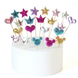 Party Supplies 50/100pcs Heart Star Cupcake Toppers Cake Topper Decorating Picks Kids Wedding Birthday Decorations Baby Shower Favours