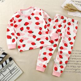 Pyjamas with finger sleeves for children infants Pj boys girls long sleeved cartoon tops Pyjama sets 231121