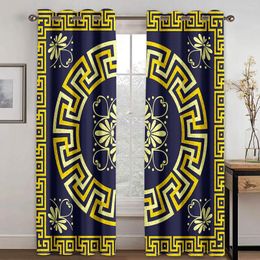 Curtain 3D Printed Modern Black Gold Luxury Sunshade Window Blackout Panels For Living Room Bedroom Decoration 2 Pieces