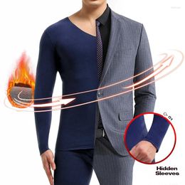 Men's Thermal Underwear 2pcs Men Seamless Set Autumn Winter High Quality Sexy Male Long Johns Plus Velvet Tshirt Leggings Suit