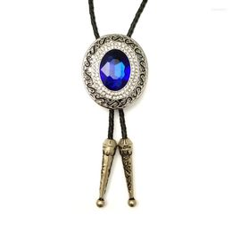 Bow Ties Royalblue Stone Rhinestones Oval Buckle Western Cowboy Bolo Tie For Men Handmade Novelty Neckties Fashion Wedding Guest Gifts