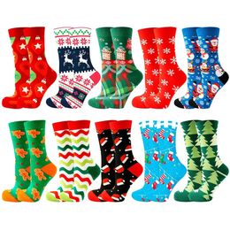 Socks Hosiery 10 Pairs Santa Claus Snowman Casual Women Middle Tube Elk Christmas Tree Funny 231120