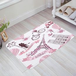 Carpets Pink Eiffel Tower High Heels Flower Air Balloon Kitchen Doormat Bedroom Bath Floor Carpet Door Mat Area Rugs Home Decor