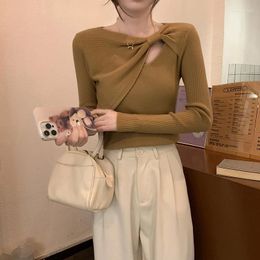 Women's Sweaters Fashion Autumn Winter Elegant Bow Cute Long Sleeve Slim Bastic Tops For Women Knitting Clothes Ladies