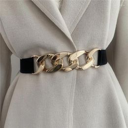 Belts Punk Gold Chain Belt Elastic Silver Metal Waist For Women Stretch Cummerbunds Ladies Coat Ketting Riem Waistband