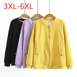 Outerwear Women's Plus Size & Coats Ladies Autumn Winter Jacket For Women Large Long Sleeve Loose Cotton Black Yellow Zipper Coat 3XL 4XL 5X