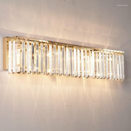 Wall Lamp Antique Horizontal Gold Crystal Sconces Long Bar Lighting Led Light For Living Room Dining Arandela 80CM