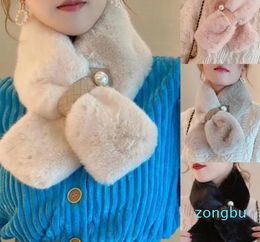 Scarves Scarf Pink Pearl Plush Double Sided Thicken Warm Shawl Imitation Fur Collar DIY Neck Protection Wrap