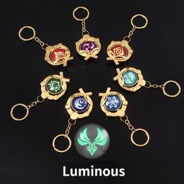 Keychains Genshin Impact Keychain Eyes Of God Keyring Fashion Pendant Luminous Key Chain For Boys Girls Bag Jewellery Gifts