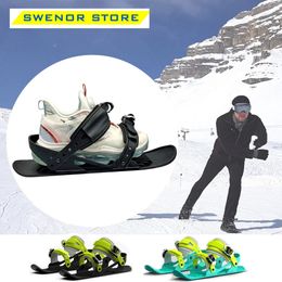 Sledding Adults Mini Ski Skates for Snow Mini Short Skiboard Snowblades Adjustable Bindings Portable Skiing Shoes SnowBoard Outdoor 231120