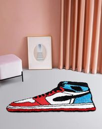 Carpet Irregular Basketball Shoes Area Rug Funky Red Sneaker Shaped Rug for Living Room Bedroom Fluffy Bathroom Carpet Floor Mat 231120