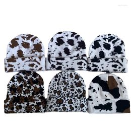 Berets Leopard Print Elasticity Keep Warm Camouflage Knitted Hat Zebra Stripes Winter Korean Version Women Knitting Beanie Skull Cap