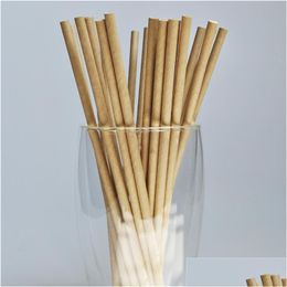 Disposable Cups Straws 10000Pcs/Lot White Black Brown Kraft Paper Sts Ecofriendly Biodegradable Drinking Kids Birthday Par Dh7Pt