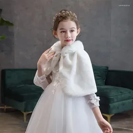 Jackets Baby Kids Thicken Plush Jacket Autumn Winter Warm Cape Wedding Birthday Party Princess Coats For Girls Year's Clothing 2-10Y