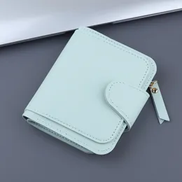 Wallets Casual Women Wallet PU Leather Plain Short Trifold Purse Holder Ticket Clip Zipper Money Coin