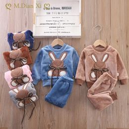 Pyjamas Kids Flannel Pyjama Sets Winter Christmas Pyjamas for Children Thick Warm Cartoon Sleepwear Girls Boy Casual Home Suit 05Y 231121