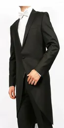 Men's Suits Black Tailcoat Slim Fit One Button Three Piece Prom Tuxedos